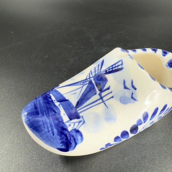 Elesva Holland Delft Ashtray Ceramic Clog Shoe Windmill Hand Painted Vintage - Picture 7 of 14